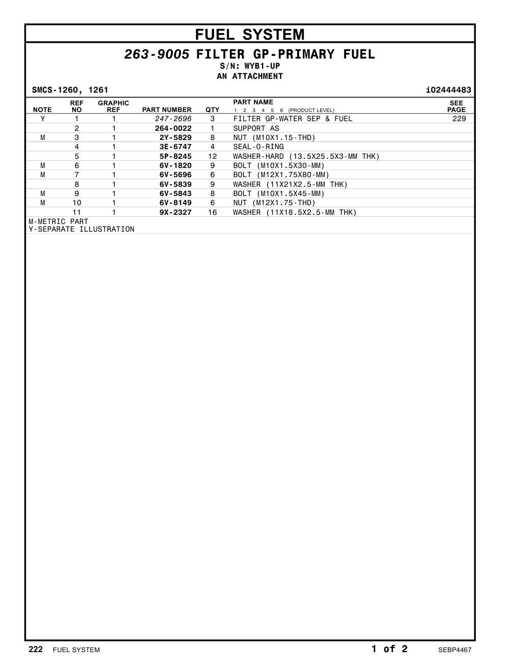 9X-2327 WASHER (11X18.5X2.5-MM THK) · S/N WYB1-UP CAT parts manual diagram