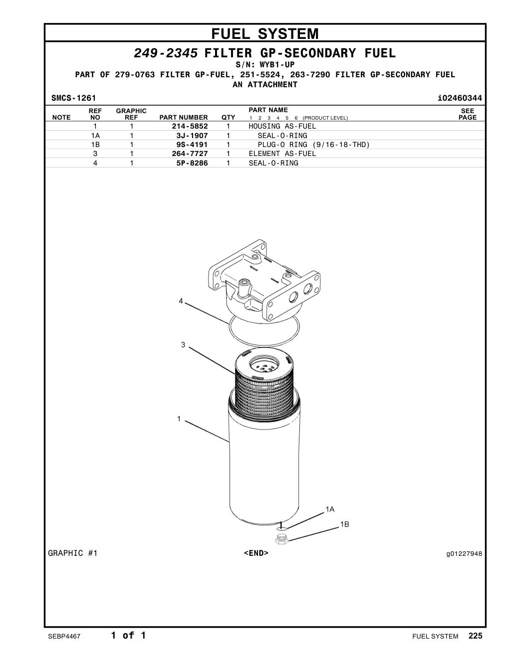 264-7727 ELEMENT AS-FUEL · S/N WYB1-UP CAT parts manual diagram
