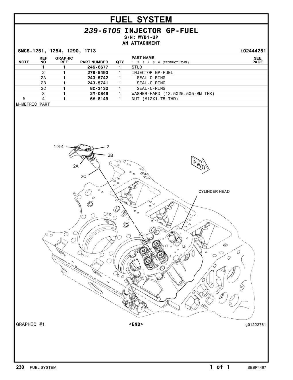 246-6677 STUD · S/N WYB1-UP CAT parts manual diagram