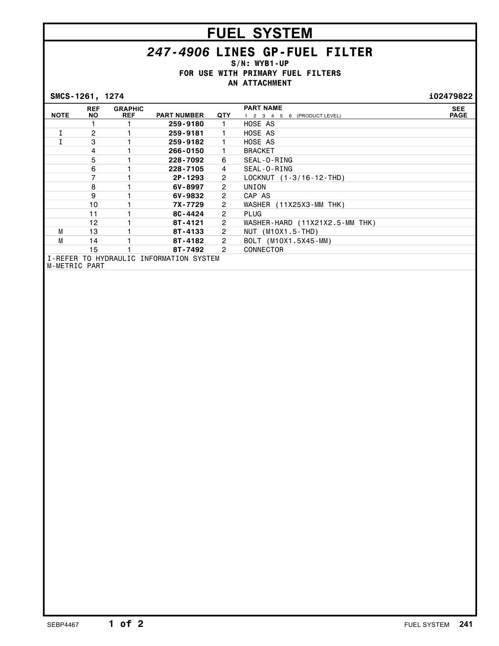 8T-7492 CONNECTOR · S/N WYB1-UP CAT parts manual diagram