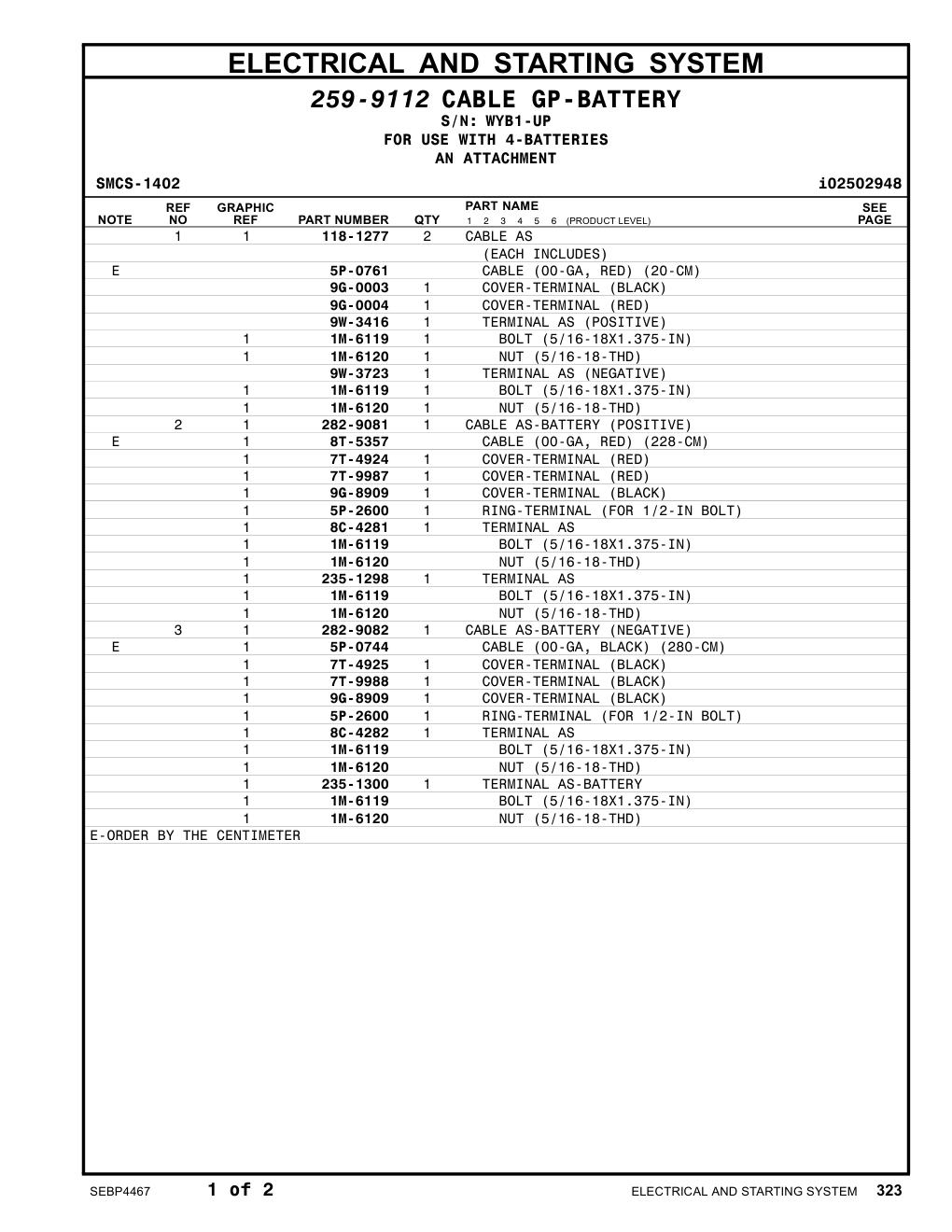 8C-4281 TERMINAL AS · S/N WYB1-UP CAT parts manual diagram