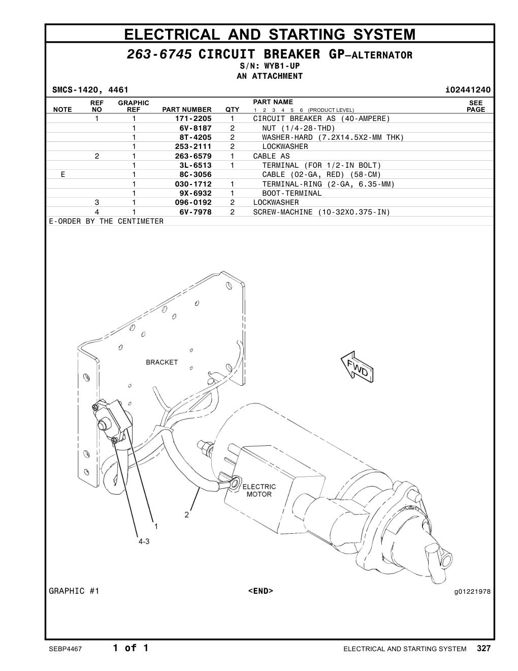 3L-6513 TERMINAL (FOR 1/2-IN BOLT) · S/N WYB1-UP CAT parts manual diagram