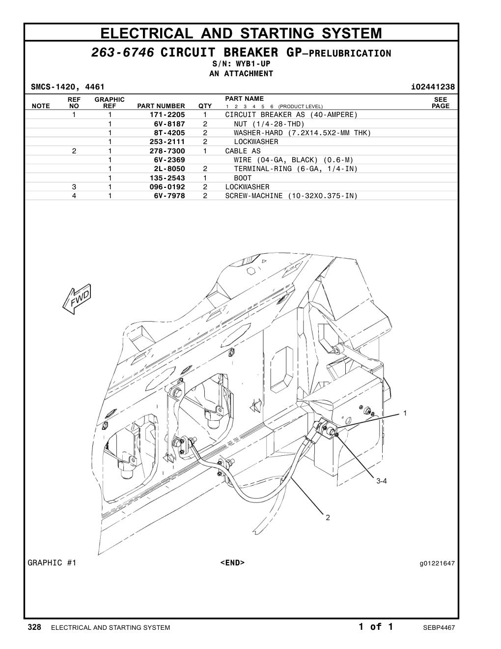 6V-2369 WIRE (04-GA, BLACK) (0.6-M) · S/N WYB1-UP CAT parts manual diagram