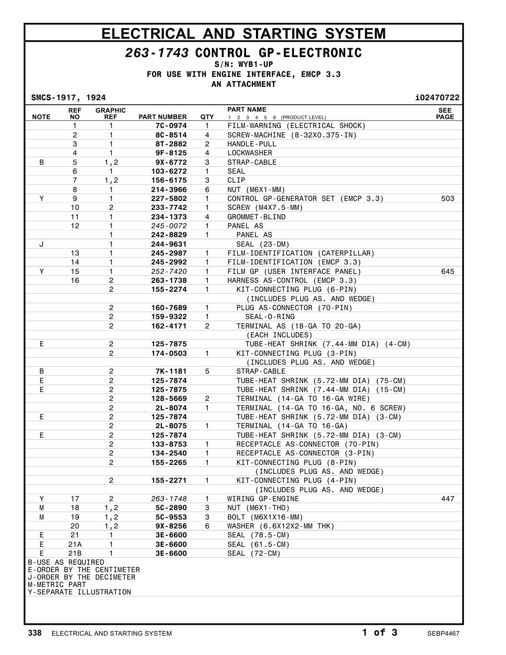 233-7742 SCREW (M4X7.5-MM) · S/N WYB1-UP CAT parts manual diagram