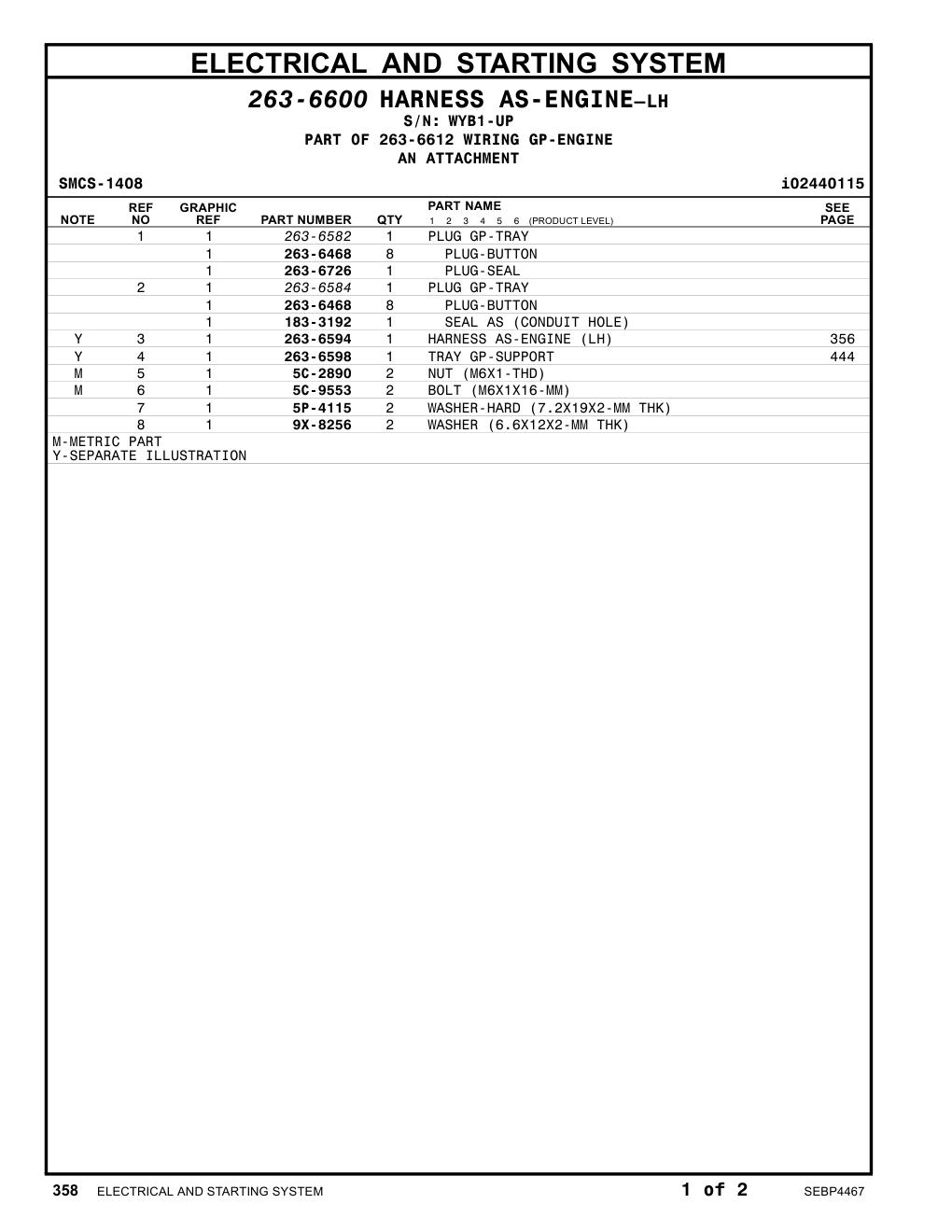 263-6468 PLUG-BUTTON · S/N WYB1-UP CAT parts manual diagram
