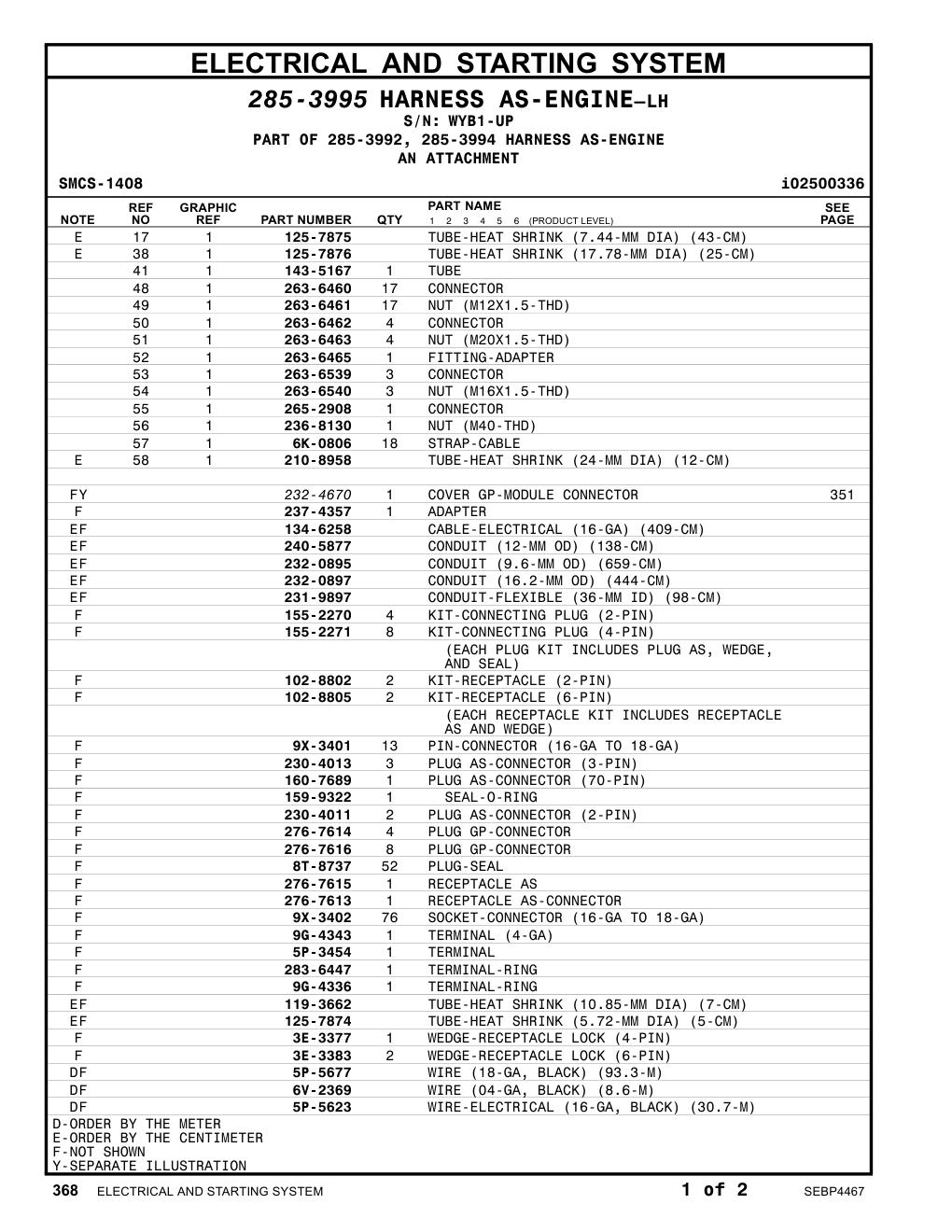 263-6461 NUT (M12X1.5-THD) · S/N WYB1-UP CAT parts manual diagram