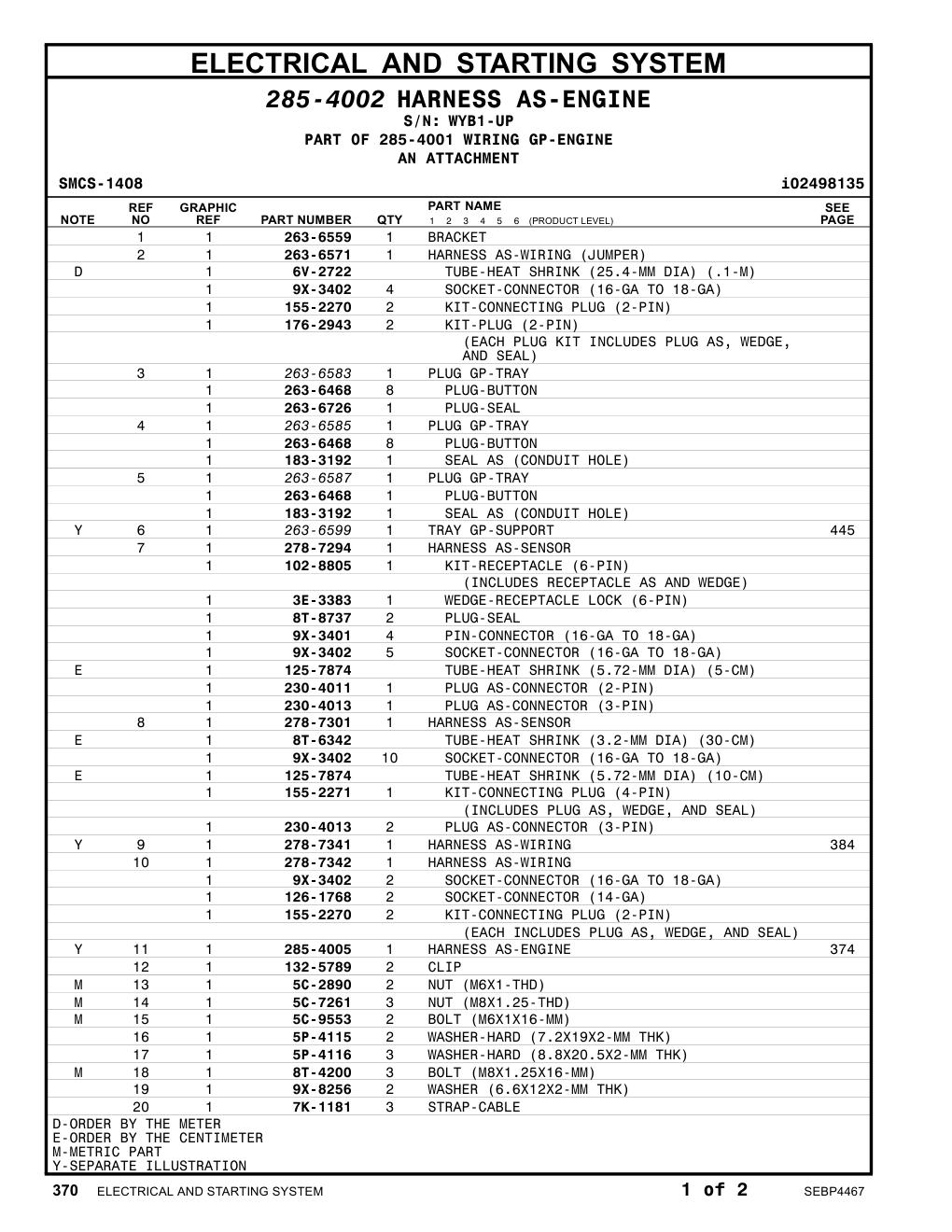 263-6587 PLUG GP-TRAY · S/N WYB1-UP CAT parts manual diagram