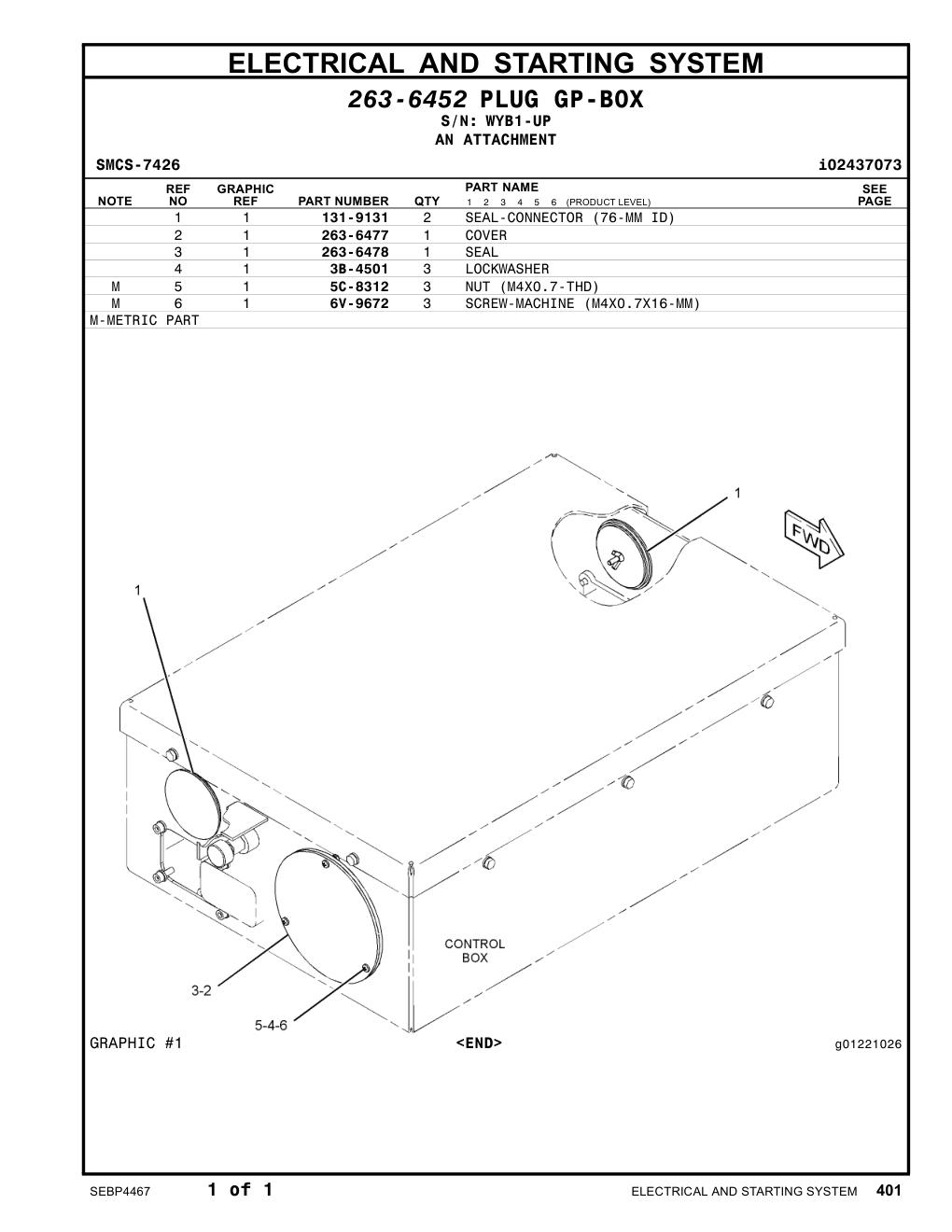 263-6478 SEAL · S/N WYB1-UP CAT parts manual diagram