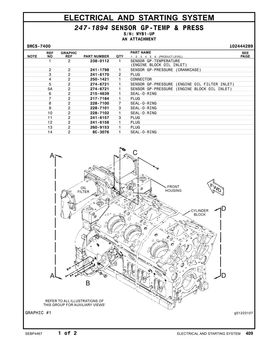 250-1421 CONNECTOR · S/N WYB1-UP CAT parts manual diagram