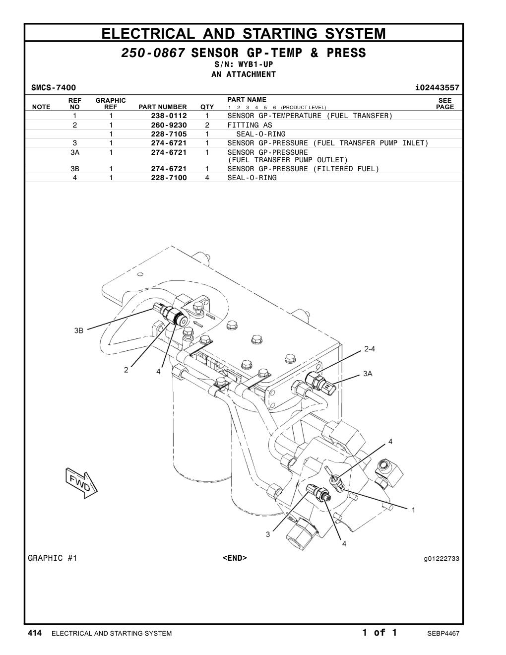 260-9230 FITTING AS · S/N WYB1-UP CAT parts manual diagram