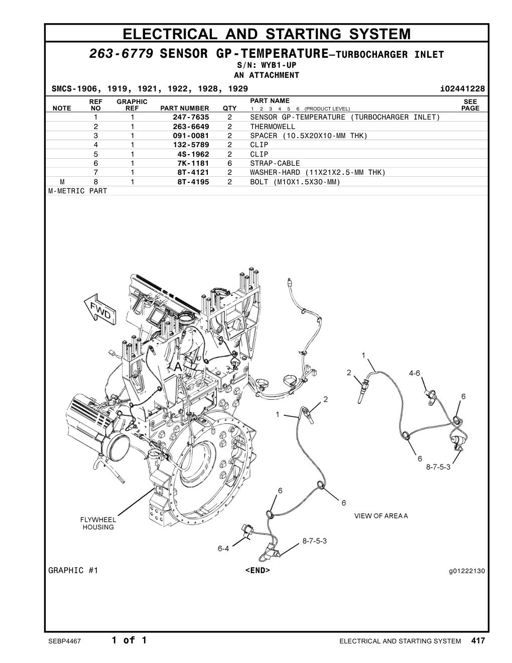 247-7635 SENSOR GP-TEMPERATURE (TURBOCHARGER INLET) · S/N WYB1-UP CAT parts manual diagram