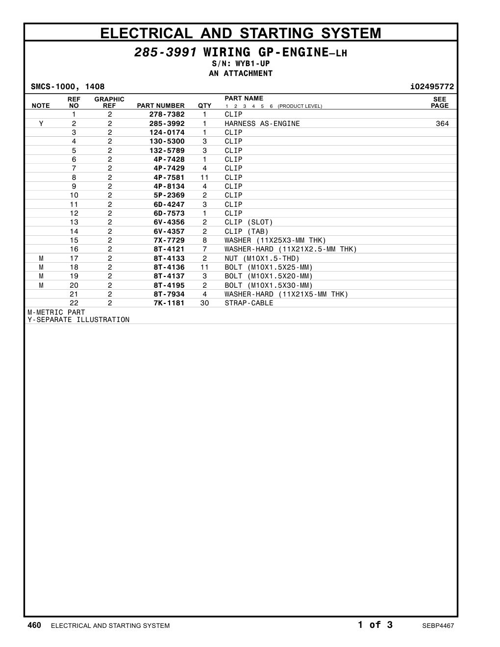 278-7382 CLIP · S/N WYB1-UP CAT parts manual diagram