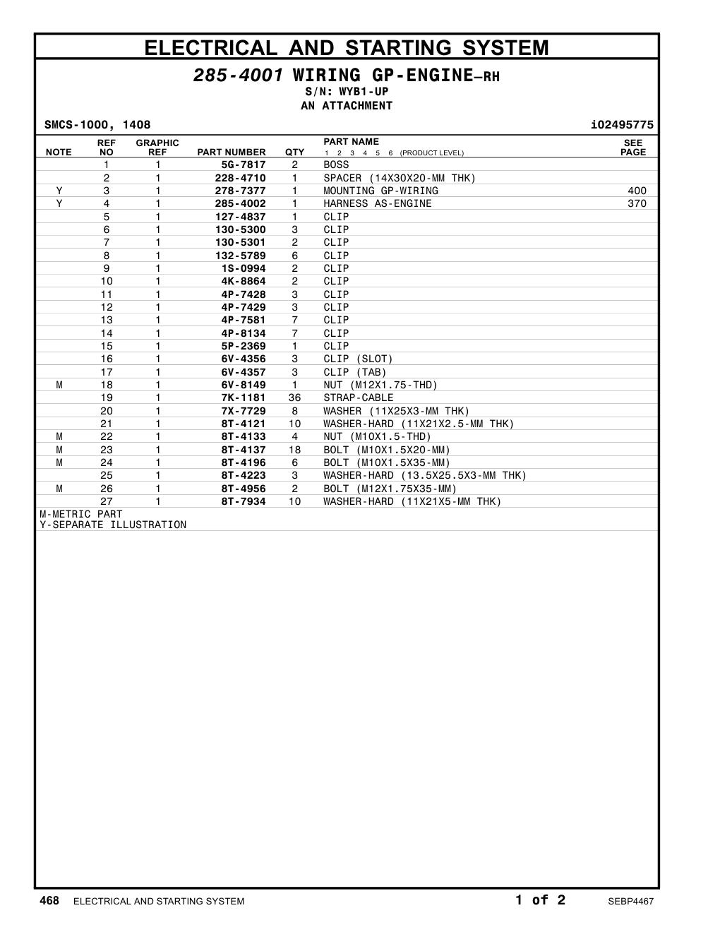 228-4710 SPACER (14X30X20-MM THK) · S/N WYB1-UP CAT parts manual diagram