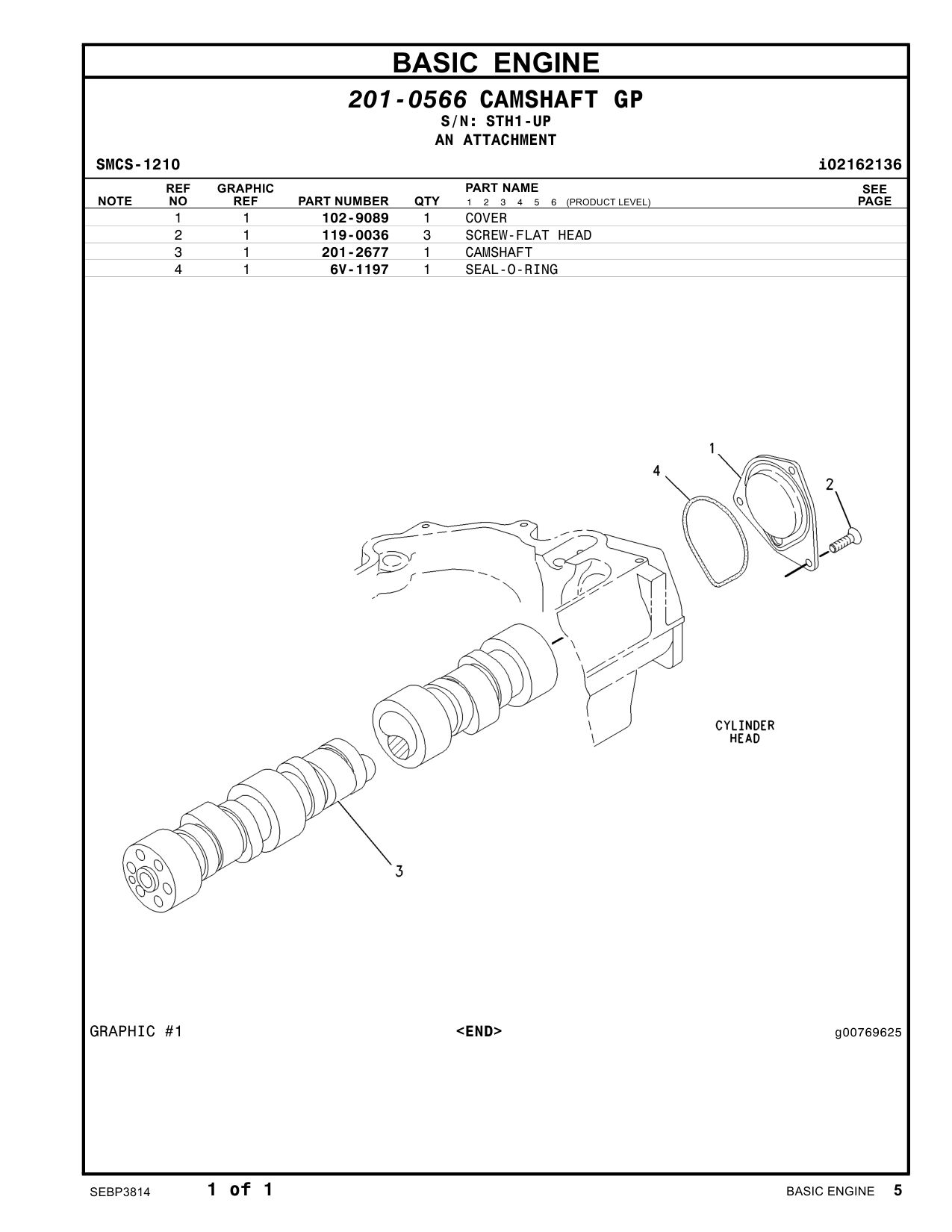 201-2677 CAMSHAFT · S/N STH1-UP CAT parts manual diagram