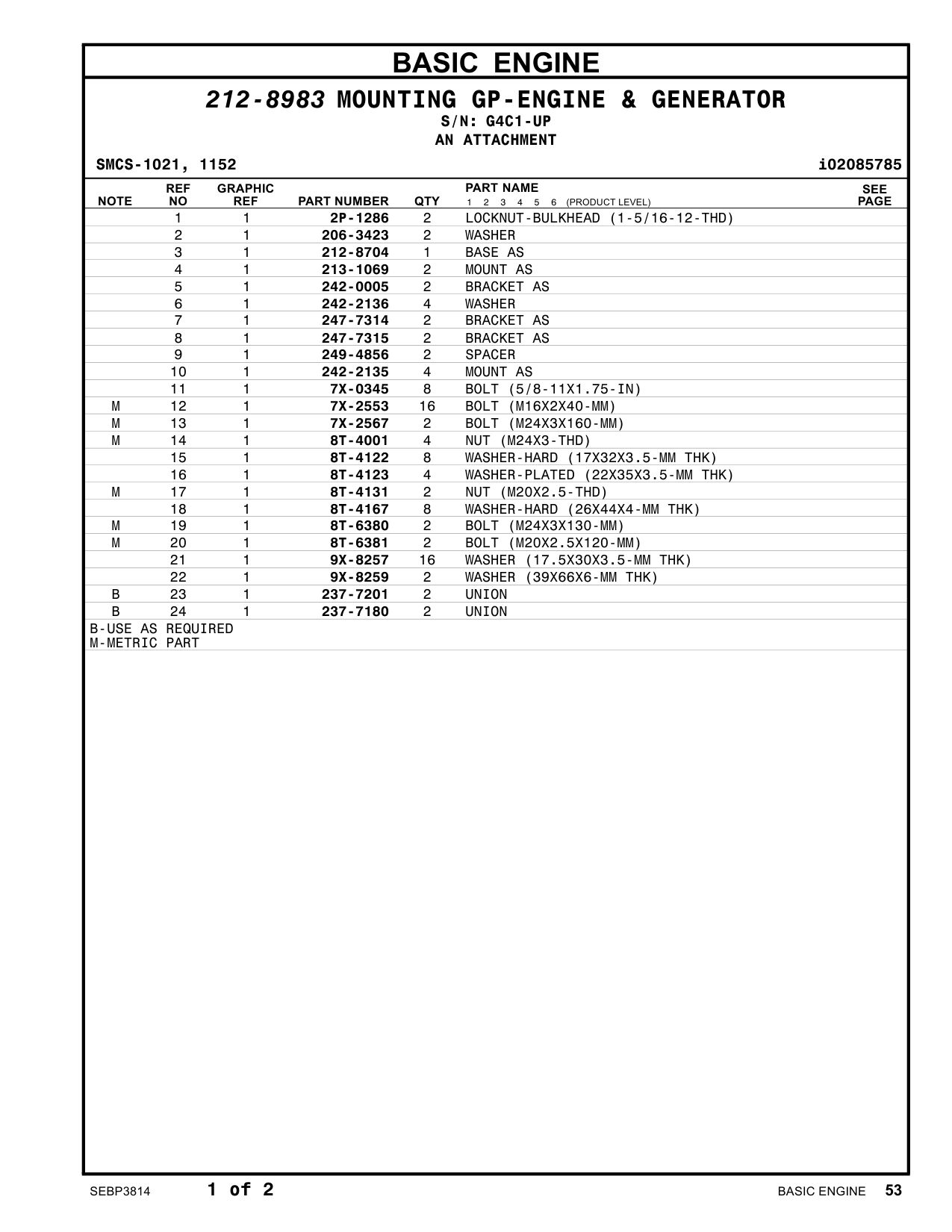 242-2136 WASHER · S/N G4C1-UP CAT parts manual diagram