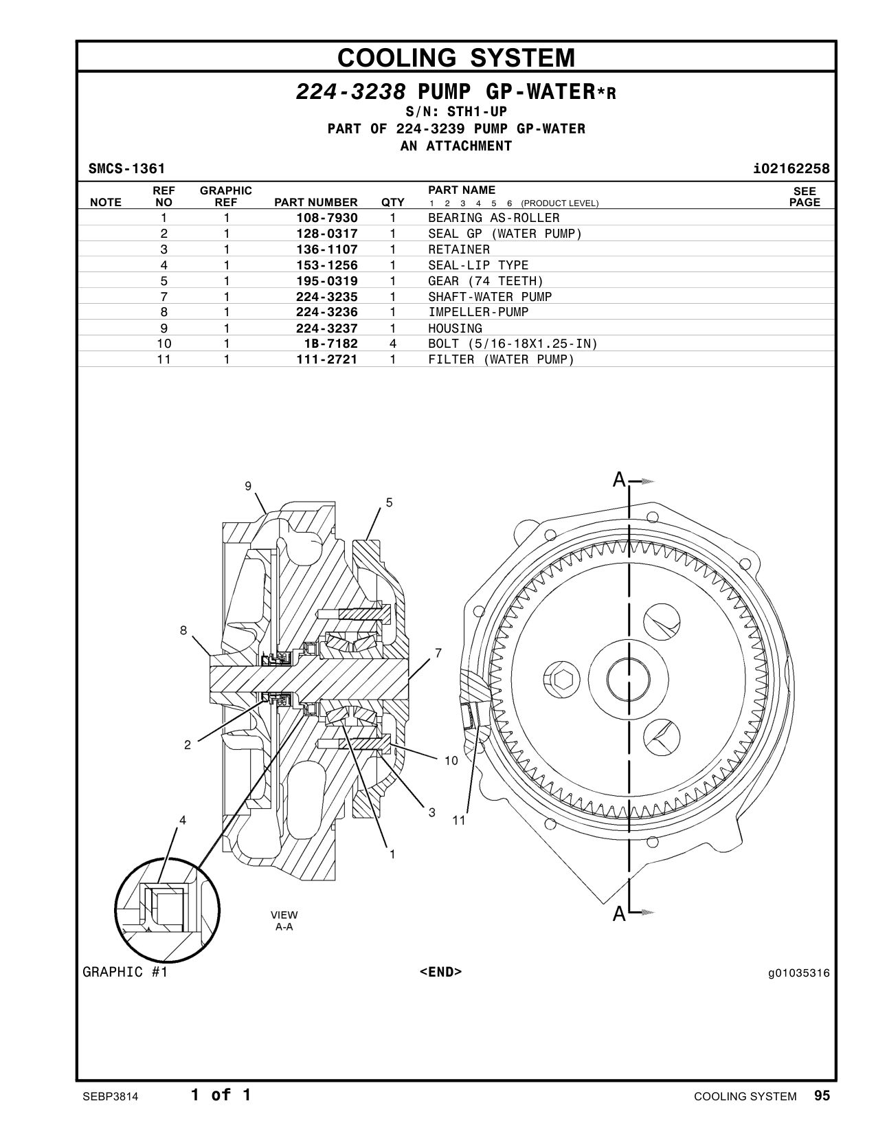 111-2721 PLUG-FELT · S/N STH1-UP CAT parts manual diagram