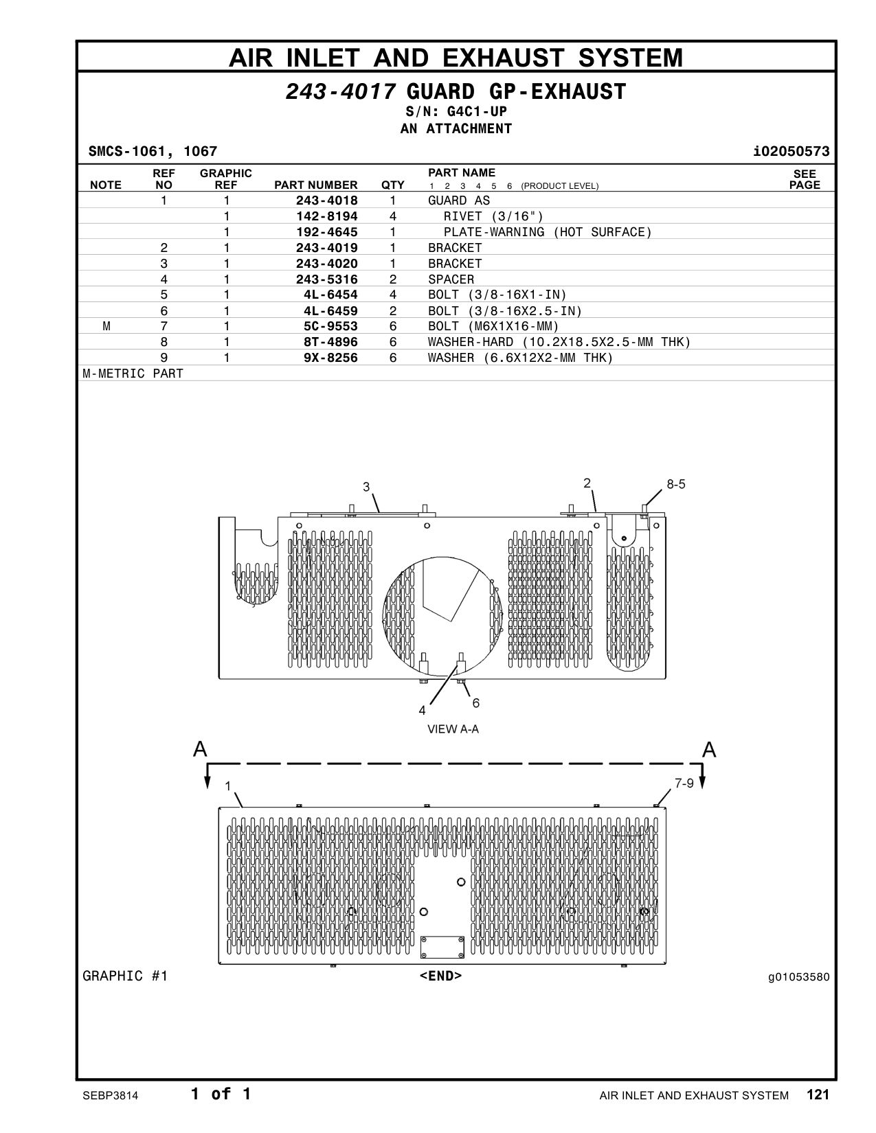 243-5316 SPACER · S/N G4C1-UP CAT parts manual diagram
