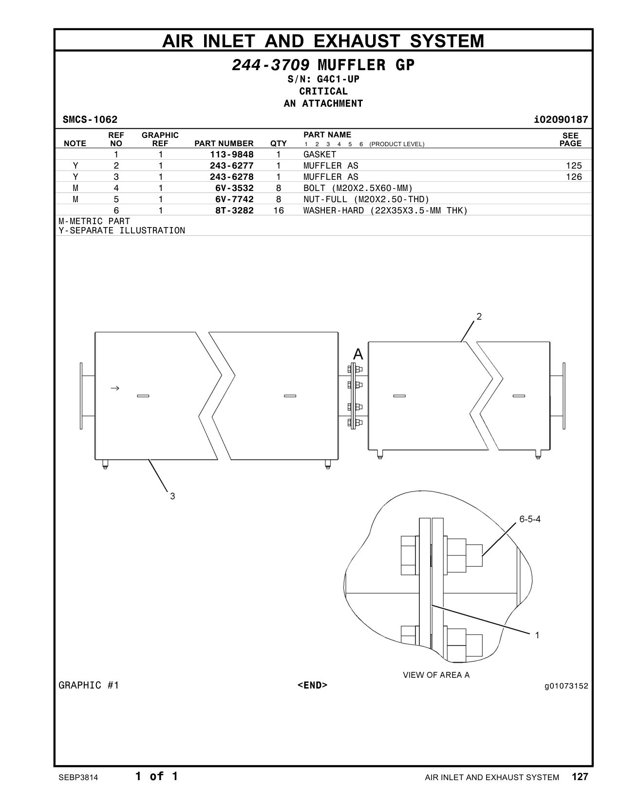 243-6277 MUFFLER AS · S/N G4C1-UP CAT parts manual diagram