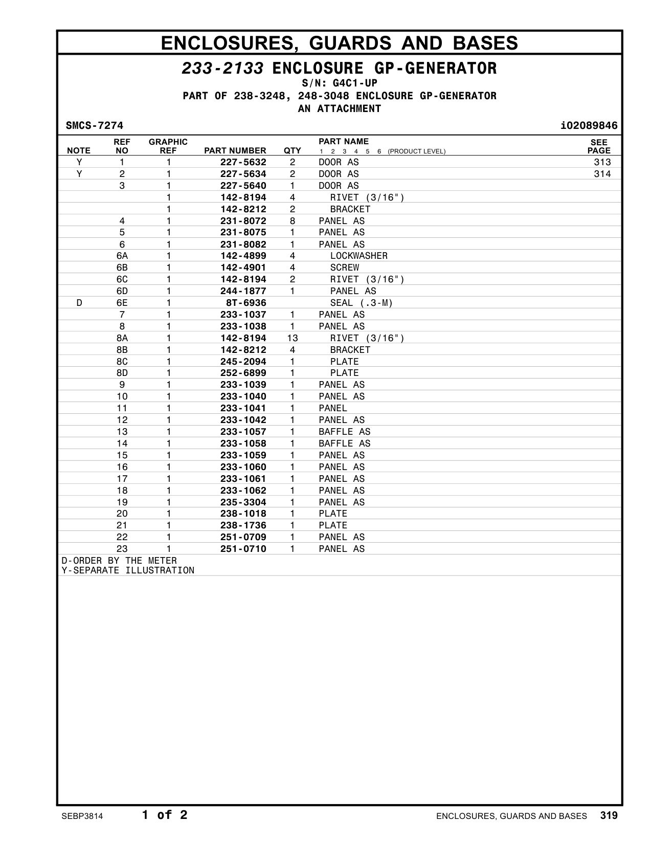 235-3304 PANEL AS · S/N G4C1-UP CAT parts manual diagram