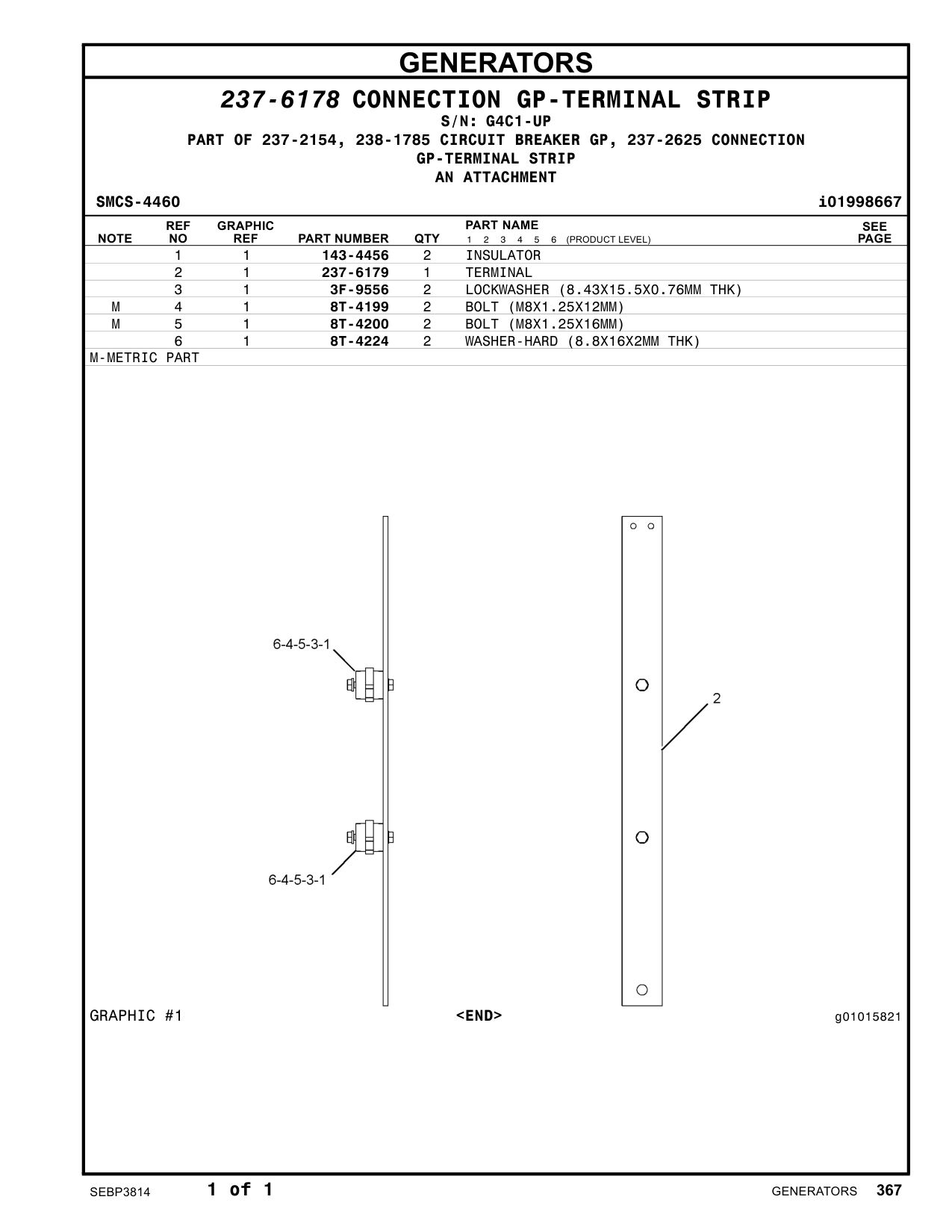 237-6179 TERMINAL · S/N G4C1-UP CAT parts manual diagram
