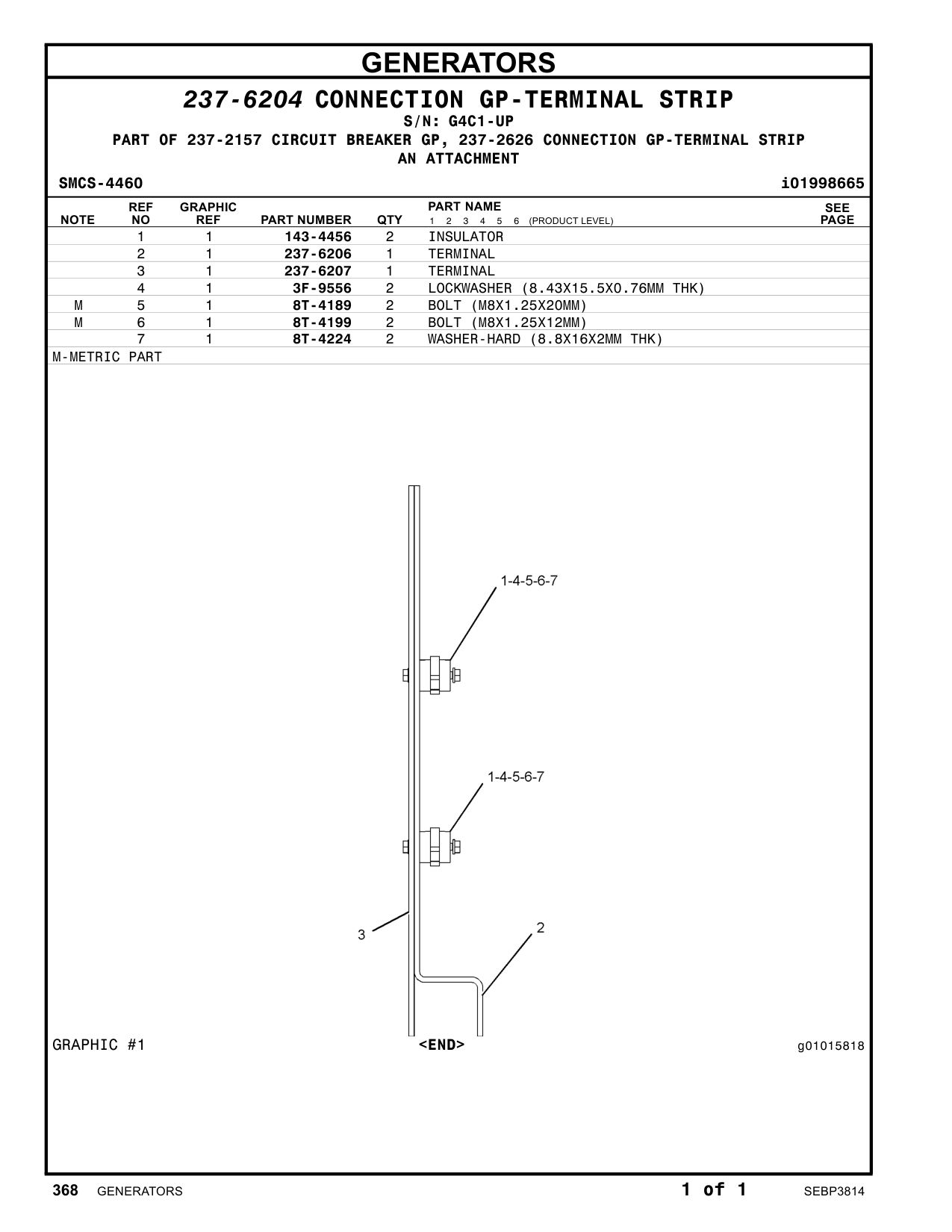 237-6206 TERMINAL · S/N G4C1-UP CAT parts manual diagram