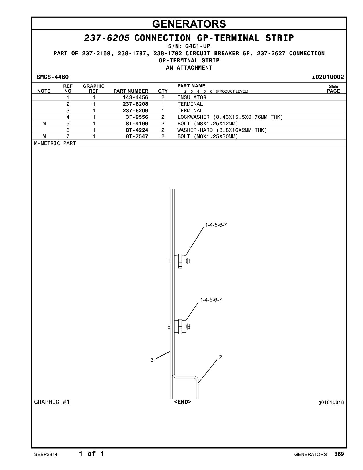 237-6209 TERMINAL · S/N G4C1-UP CAT parts manual diagram