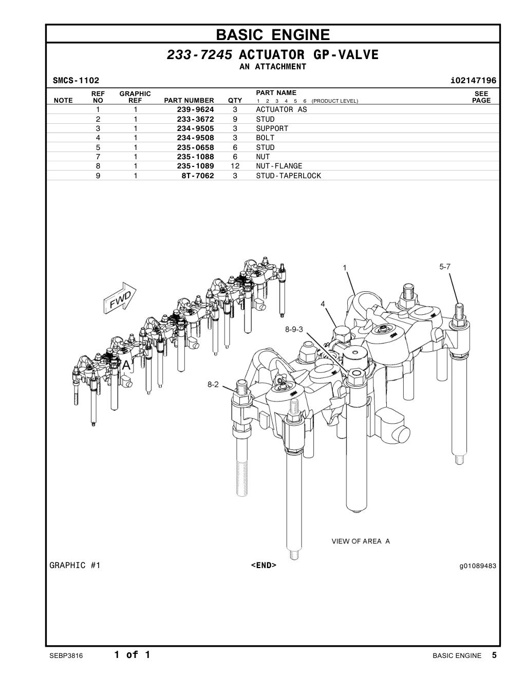 233-3672 STUD CAT parts manual diagram