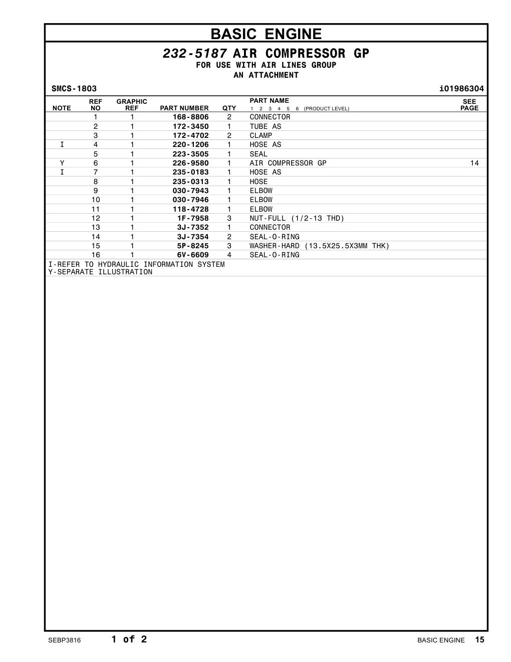 226-9580 AIR COMPRESSOR GP CAT parts manual diagram