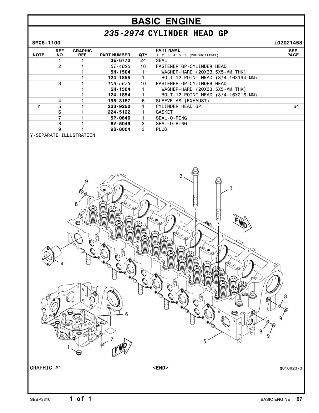 223-9250 CYLINDER HEAD GP CAT parts manual diagram
