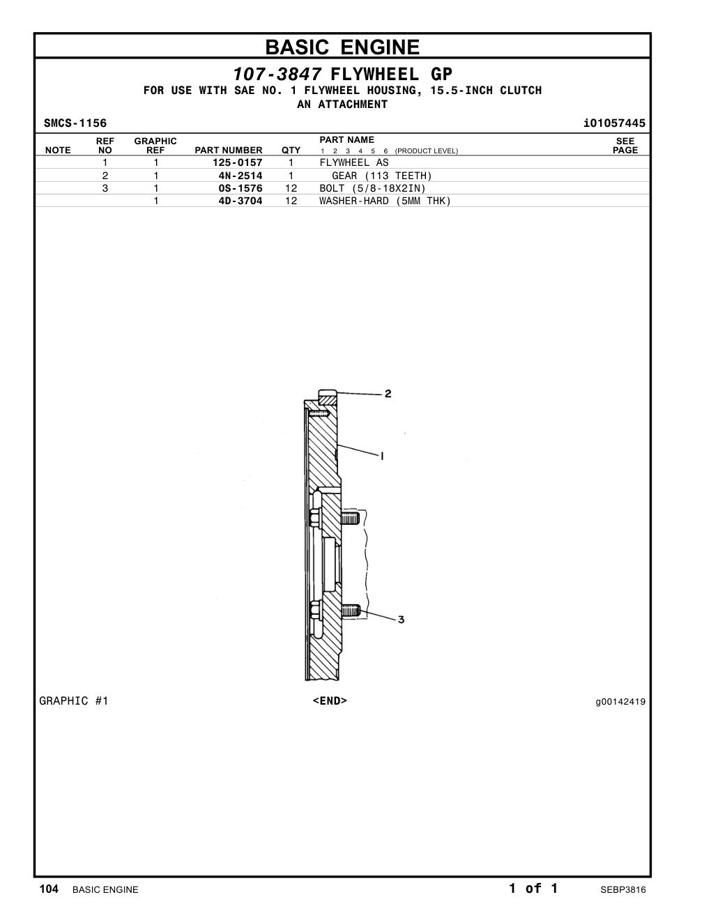 125-0157 FLYWHEEL AS CAT parts manual diagram