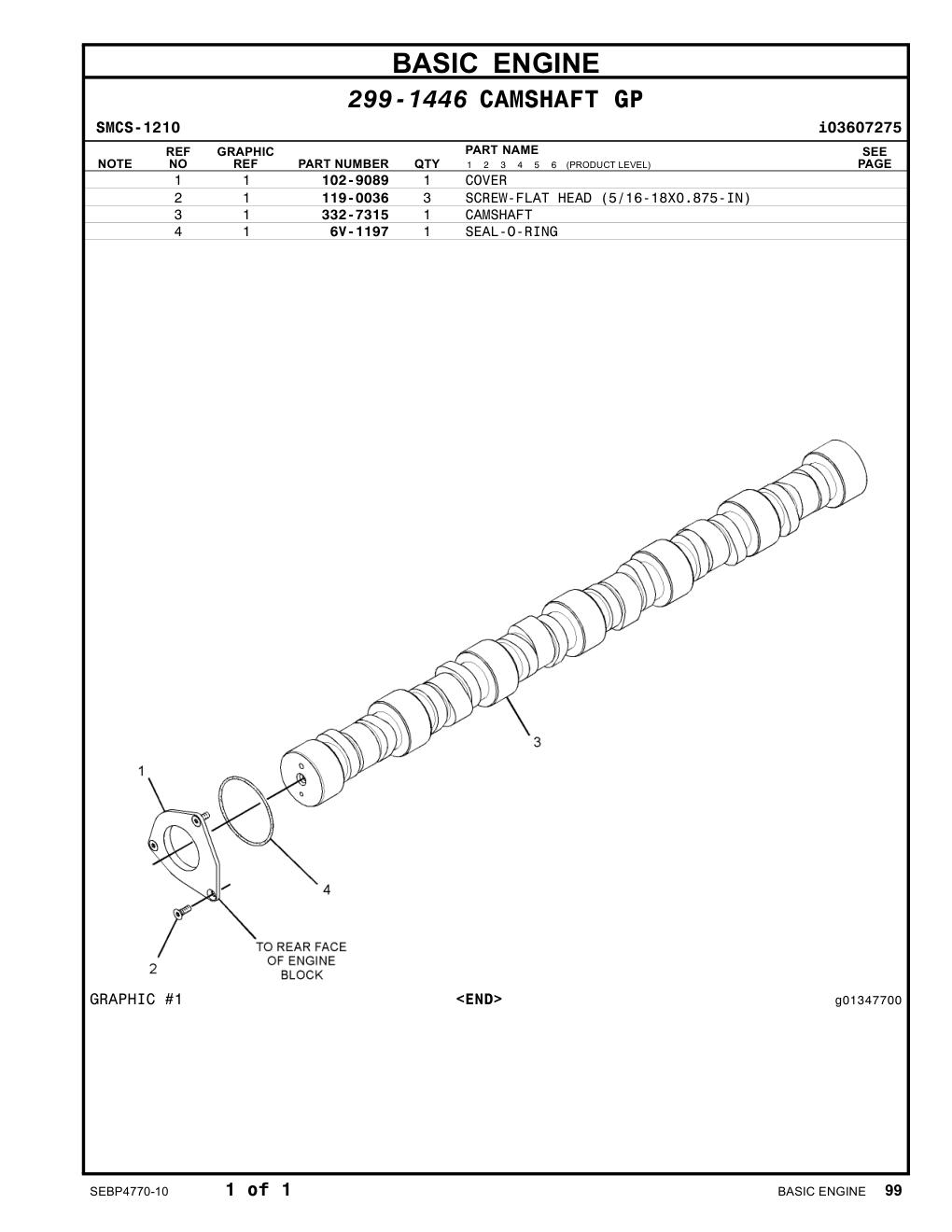 332-7315 CAMSHAFT CAT parts manual diagram