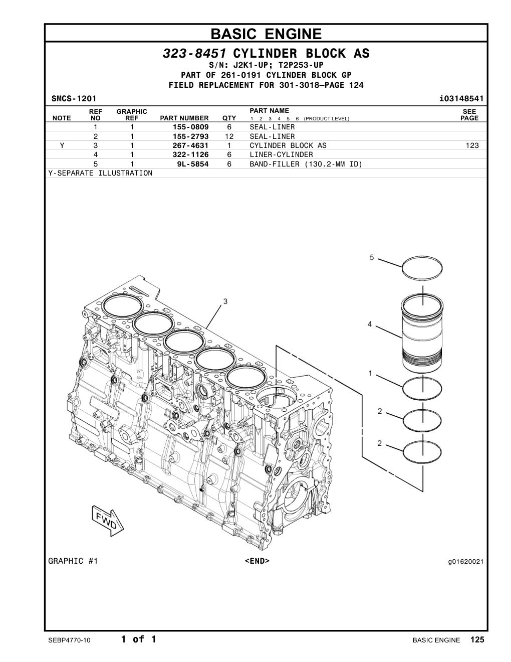 322-1126 LINER-CYLINDER BLOCK CAT parts manual diagram