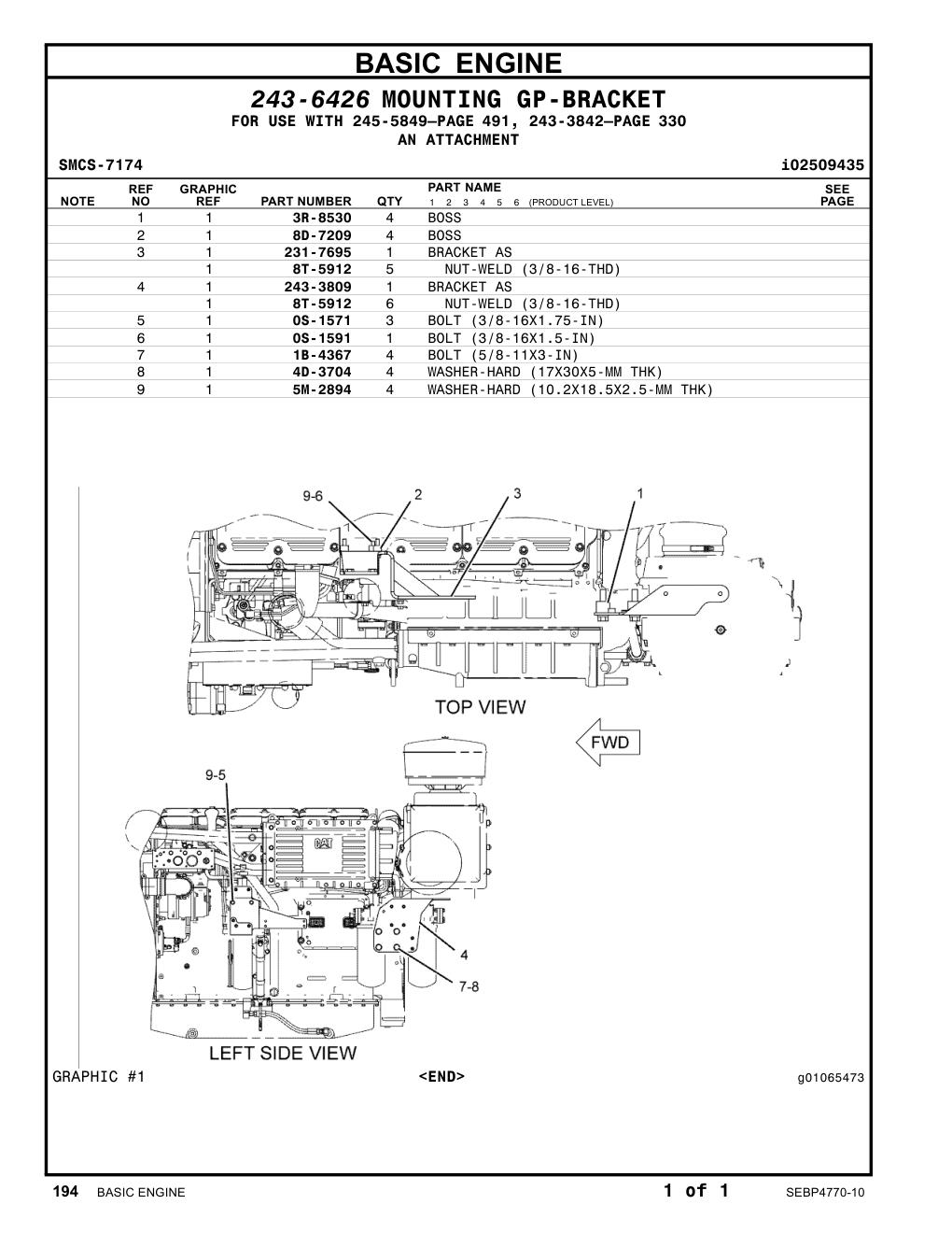 231-7695 BRACKET AS CAT parts manual diagram