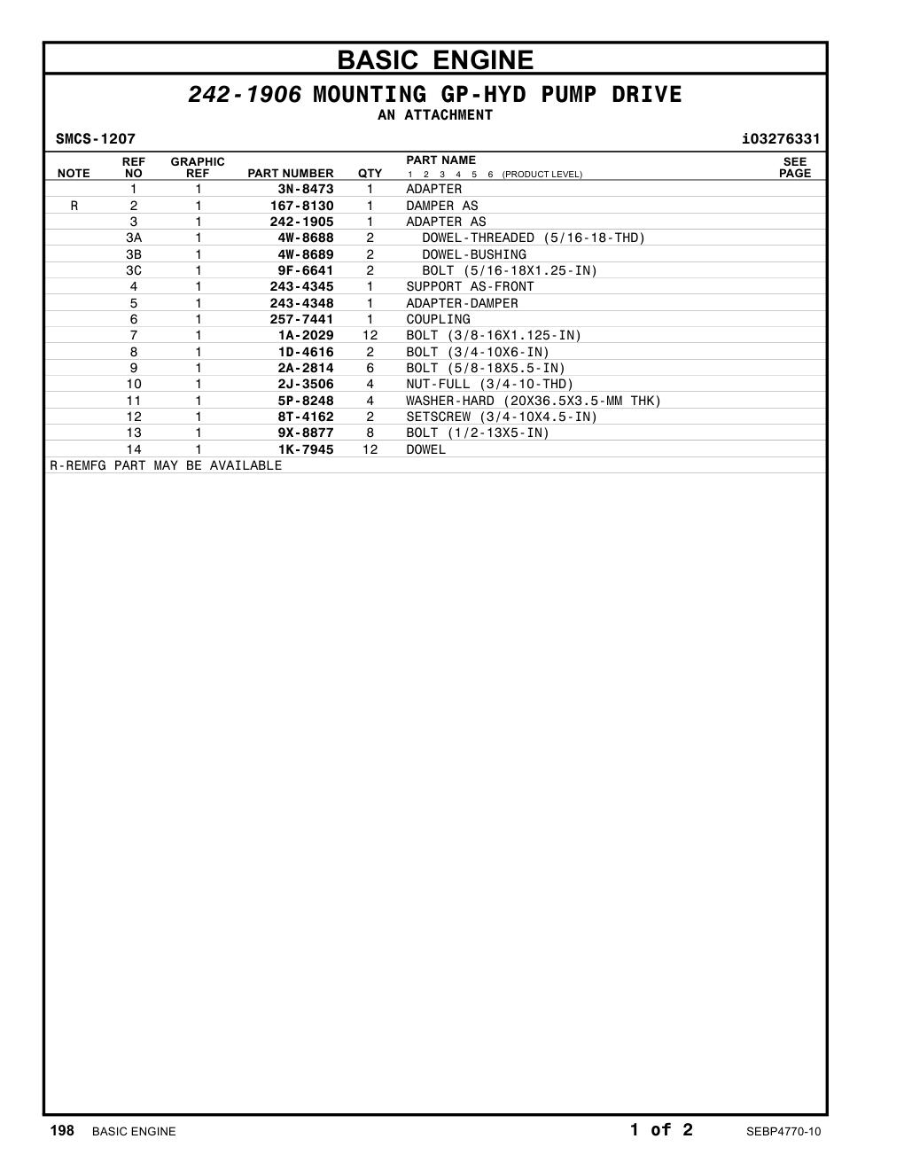 1K-7945 DOWEL CAT parts manual diagram
