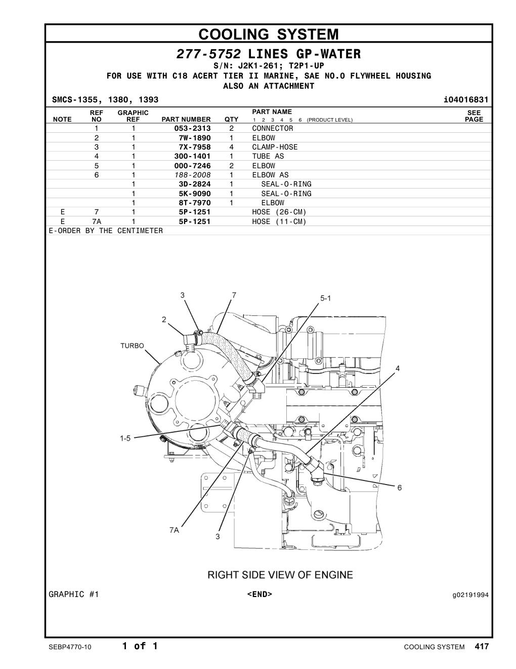 300-1401 TUBE AS CAT parts manual diagram