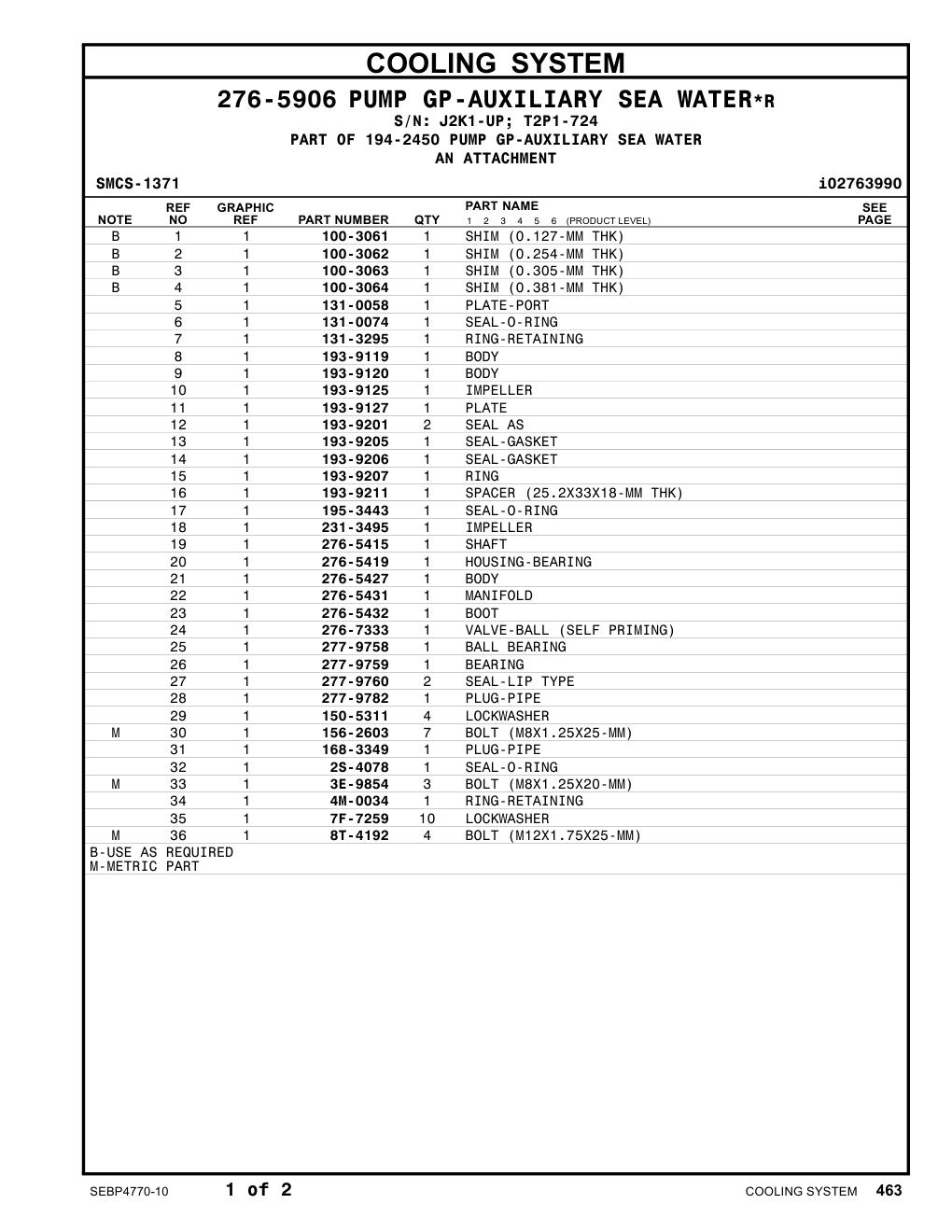 276-5415 SHAFT CAT parts manual diagram