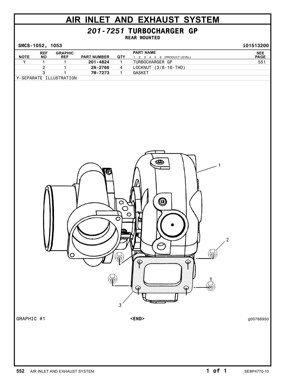 201-4824 TURBOCHARGER GP CAT parts manual diagram