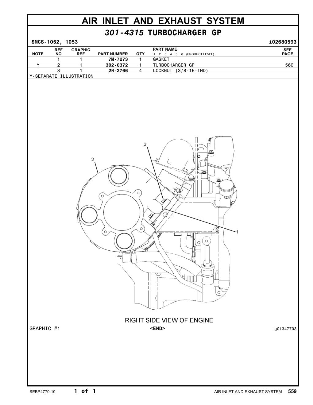 302-0372 TURBOCHARGER GP CAT parts manual diagram