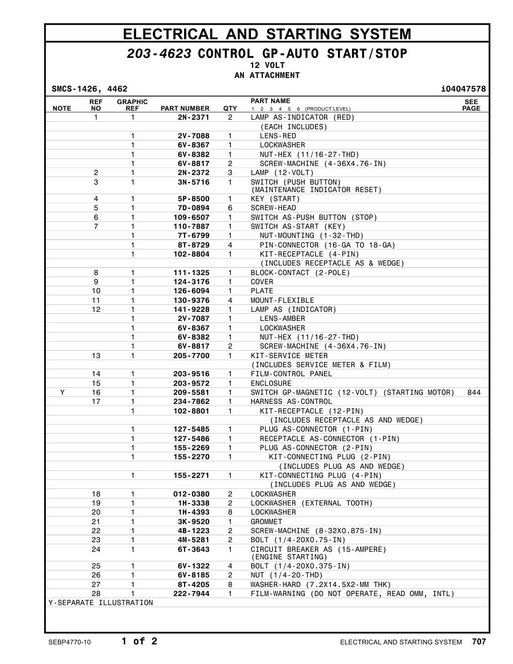 205-7700 KIT-SERVICE METER CAT parts manual diagram