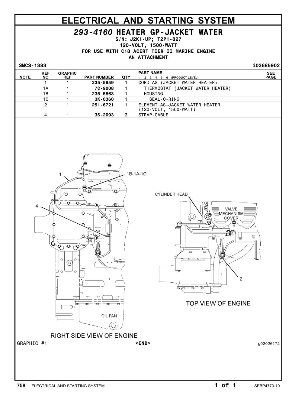 251-6721 ELEMENT AS-JACKET WATER HEATER CAT parts manual diagram
