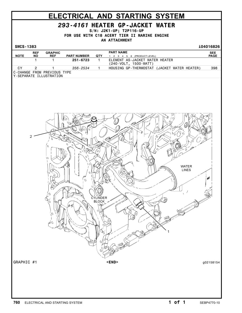 251-6723 ELEMENT AS-JACKET WATER HEATER CAT parts manual diagram