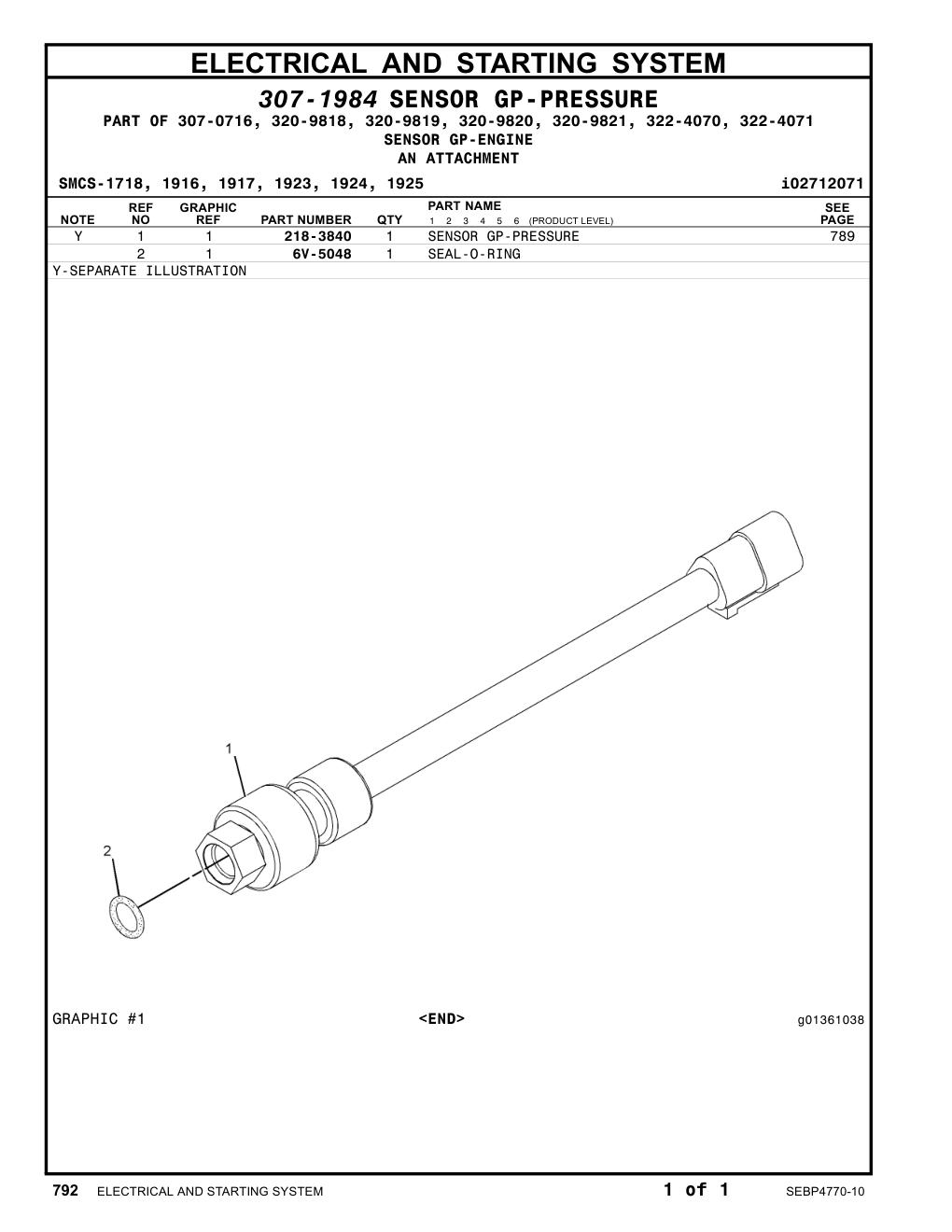 218-3840 SENSOR GP-PRESSURE (AIR INLET MANIFOLD) CAT parts manual diagram