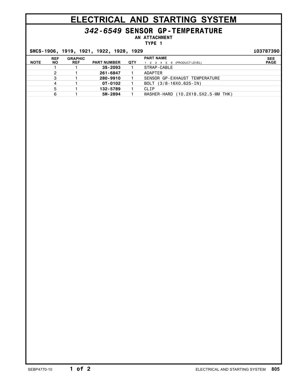 280-9910 SENSOR GP-EXHAUST TEMPERATURE CAT parts manual diagram