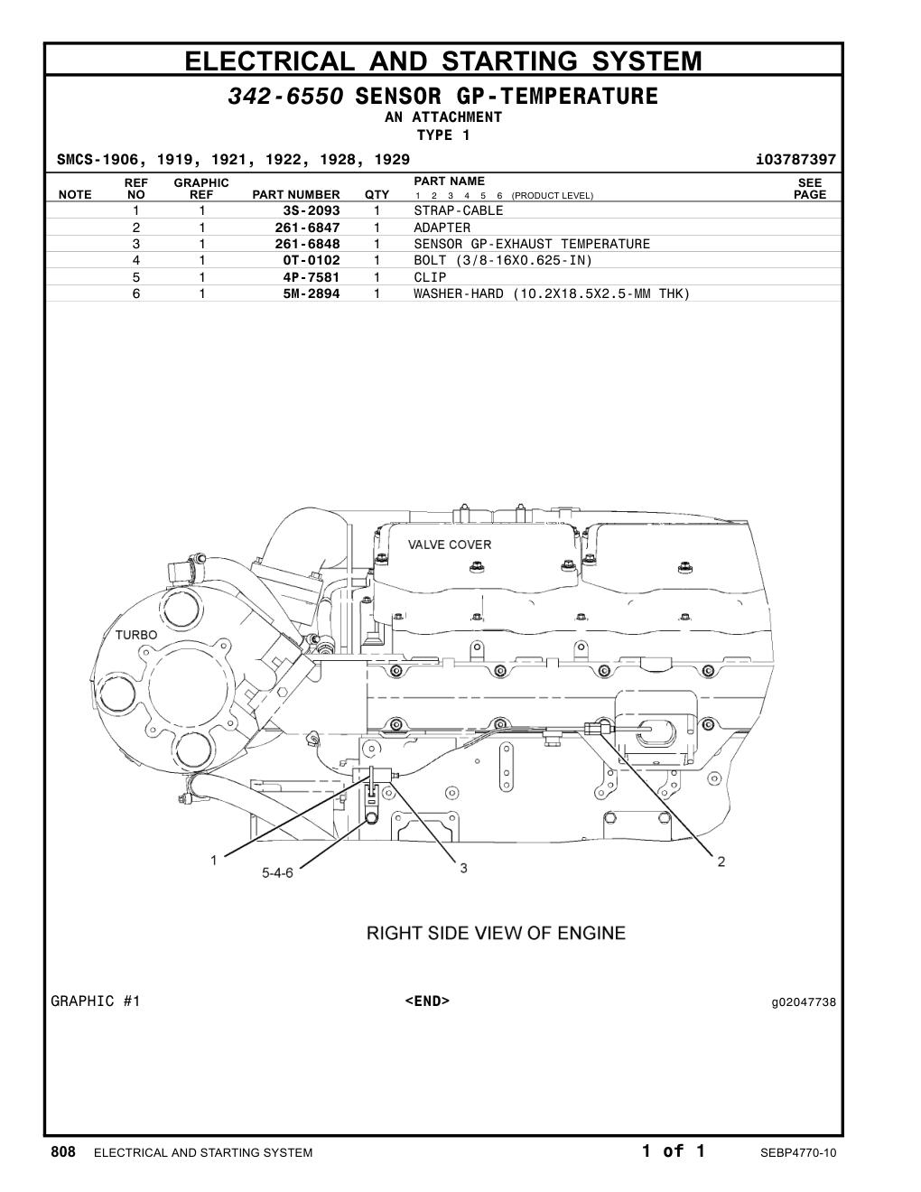 261-6848 SENSOR GP-EXHAUST TEMPERATURE CAT parts manual diagram