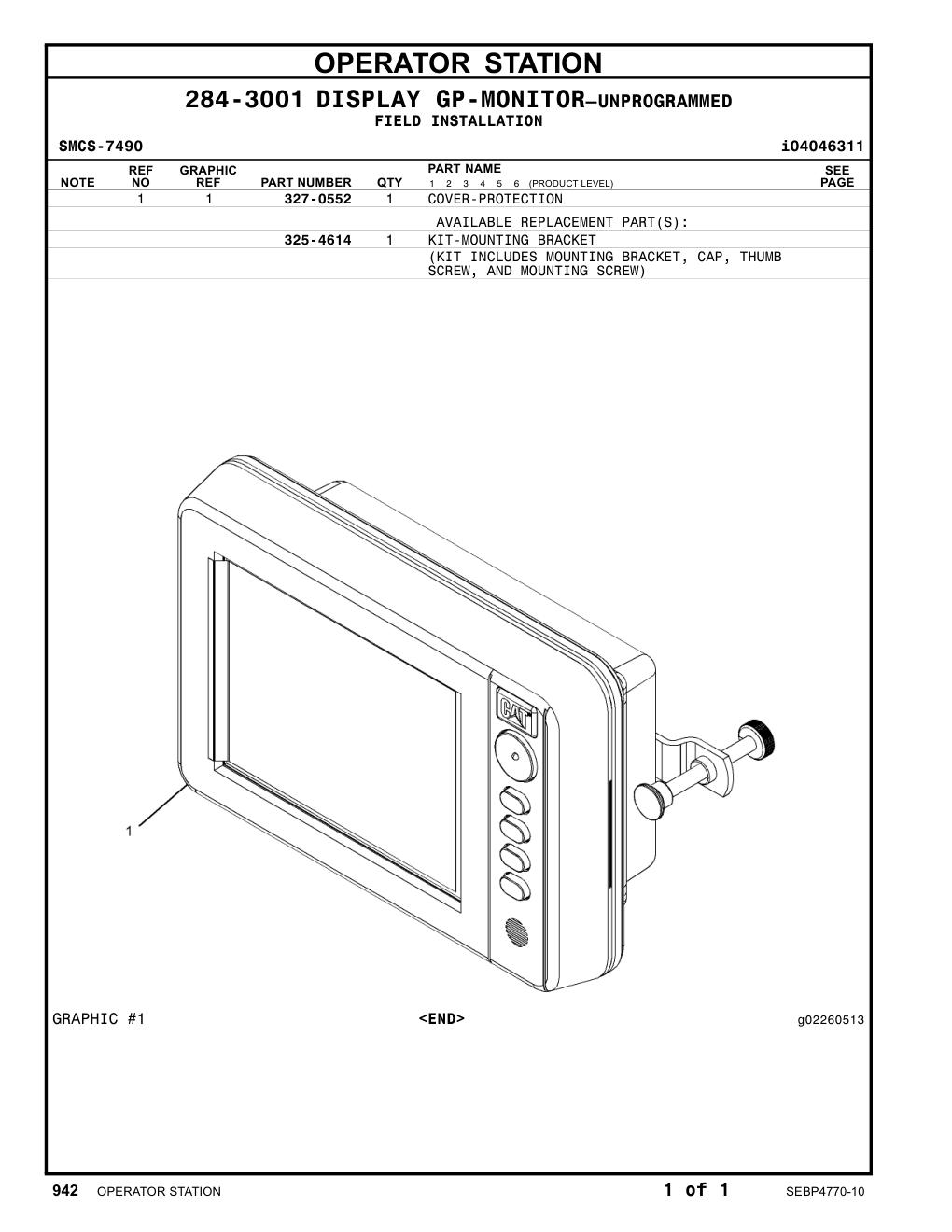 327-0552 COVER-PROTECTION CAT parts manual diagram