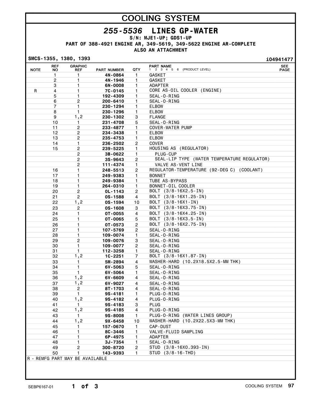 264-0310 BONNET-OIL COOLER CAT parts manual diagram