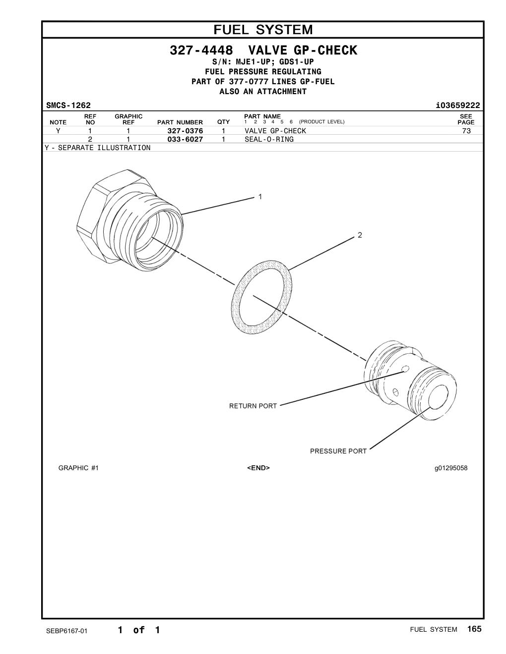 327-0376 VALVE GP-CHECK CAT parts manual diagram