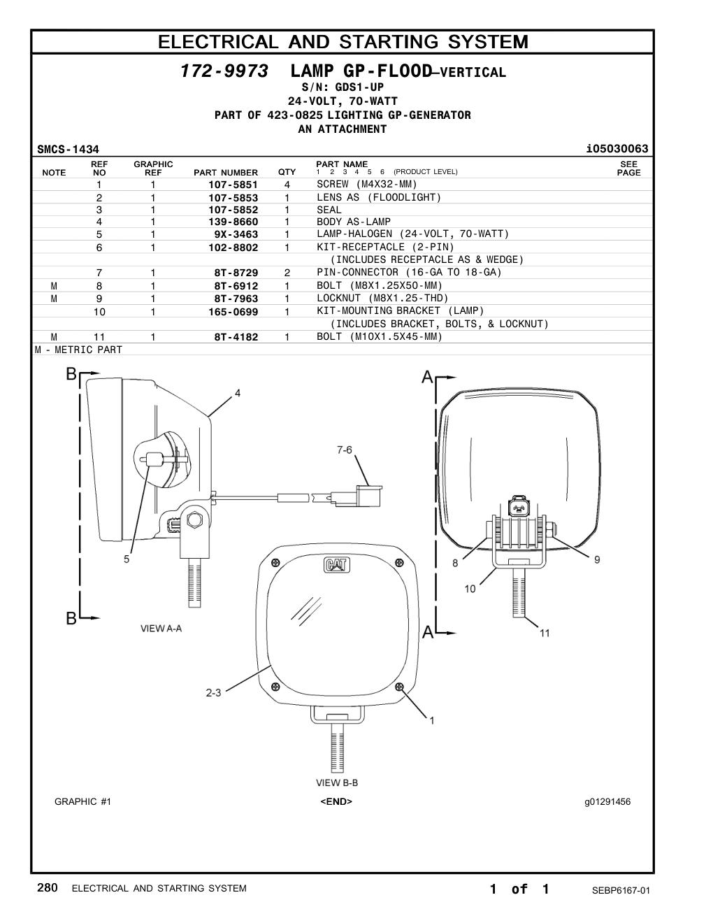 139-8660 BODY AS-LAMP · S/N GDS1-UP CAT parts manual diagram