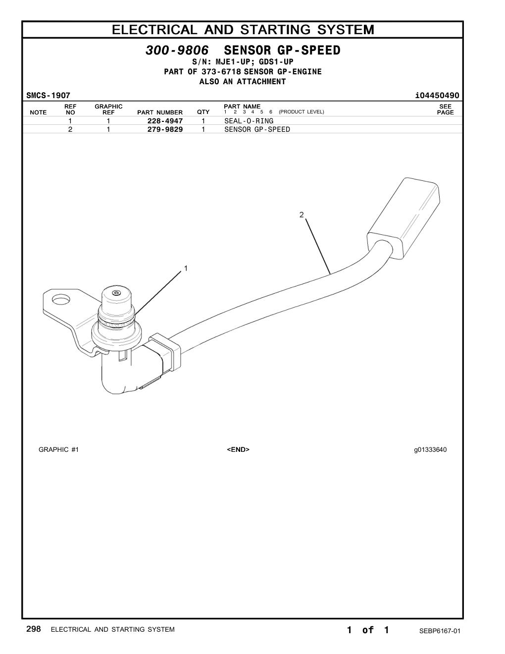 279-9829 SENSOR GP-SPEED CAT parts manual diagram