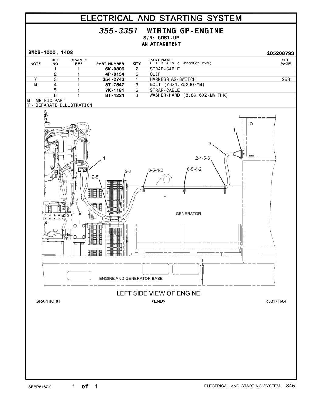 354-2743 HARNESS AS-SWITCH · S/N GDS1-UP CAT parts manual diagram
